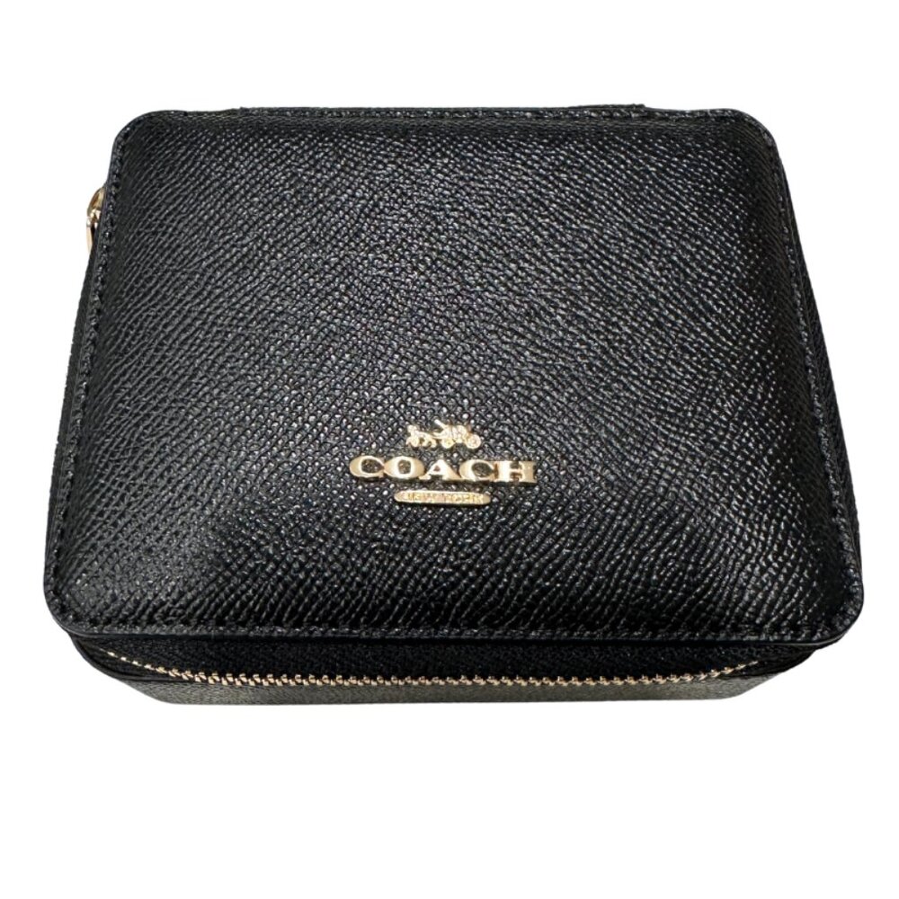 Coach Black Leather Travel Jewelry Case – Mirror & Organizer